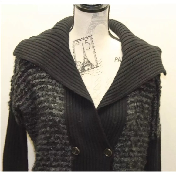 AX Armani Exchange Women Sweater Carpet Black XS Double Breasted Wool Cotton - Picture 3 of 7